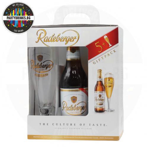 Бира Radeberger Pilsner 5 бутилки х 330ml с чаша