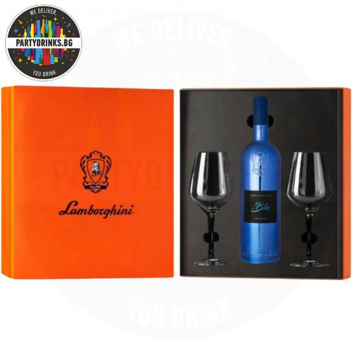 Червено вино Lamborghini Blu Luxe 750ml 14.5%с 2 чаши в луксозна кутия