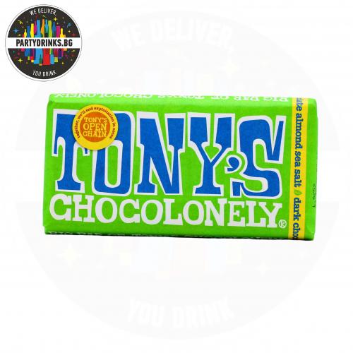 Белгийски черен шоколад Tony's с бадеми и морска сол 240g