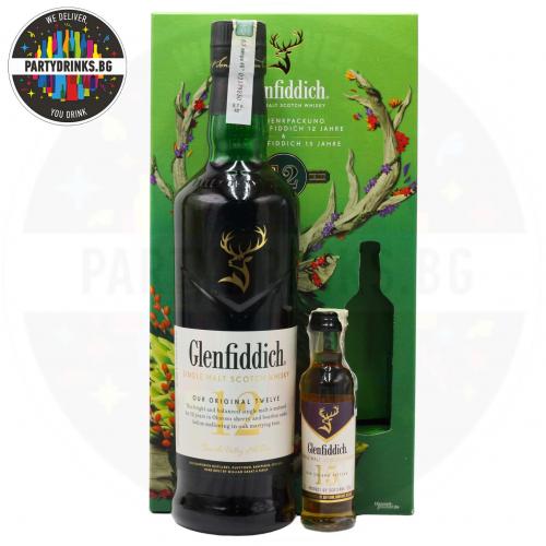 Уиски Glenfiddich 12 Years Old 700ml 40% с миниатюра Glenfiddich 15 Years Old